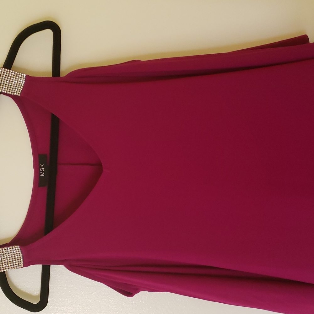 Purple dress.